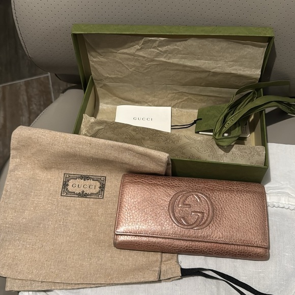 Auth Gucci Fold Purse #3202 Soho Long Wallet Pink Leather Italy - Picture 15 of 15